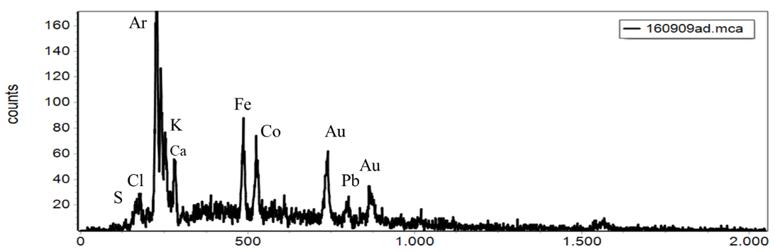 Image of XRF graphs of early photographic prints by Hercule Florence, showing the highest peaks for argon, gold, iron, and cobalt, but no significant silver peak. Image from Thomas-Danguin et al. (2019)