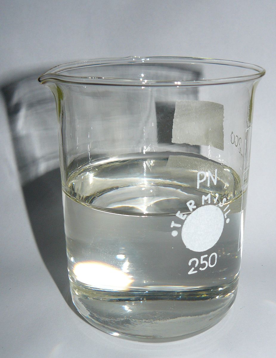 Image of a clear liquid in a beaker